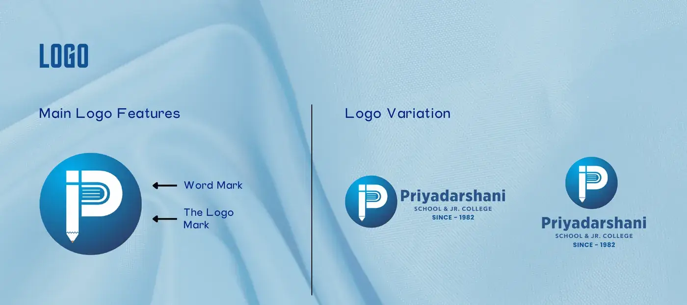 Priyadarshani logo features and logo variations