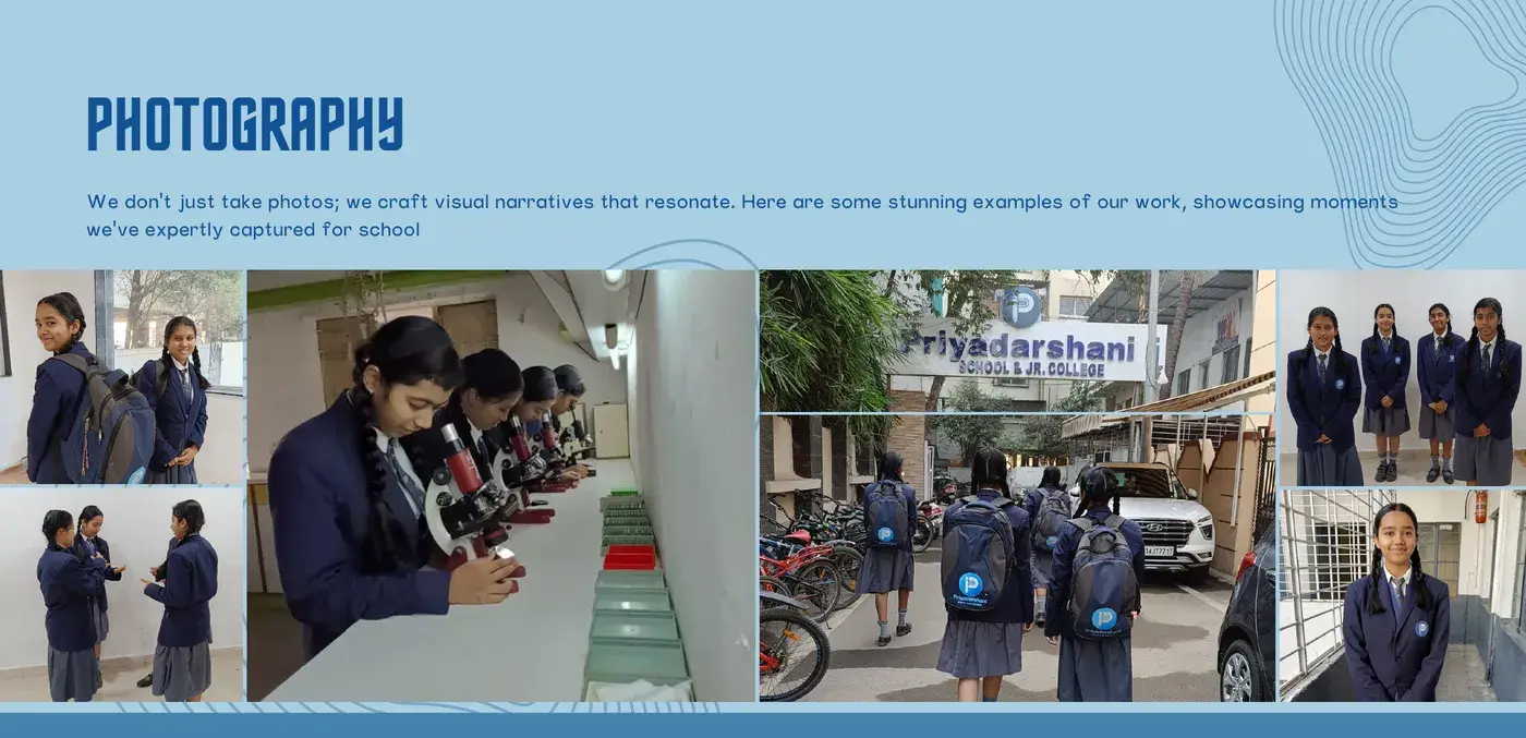 Photography of Priyadarshani students in the lab and on campus