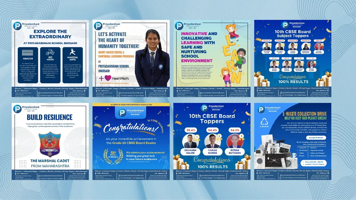 Priyadarshani social media posts: programs, CBSE toppers, Marshal Cadet, e-waste drive