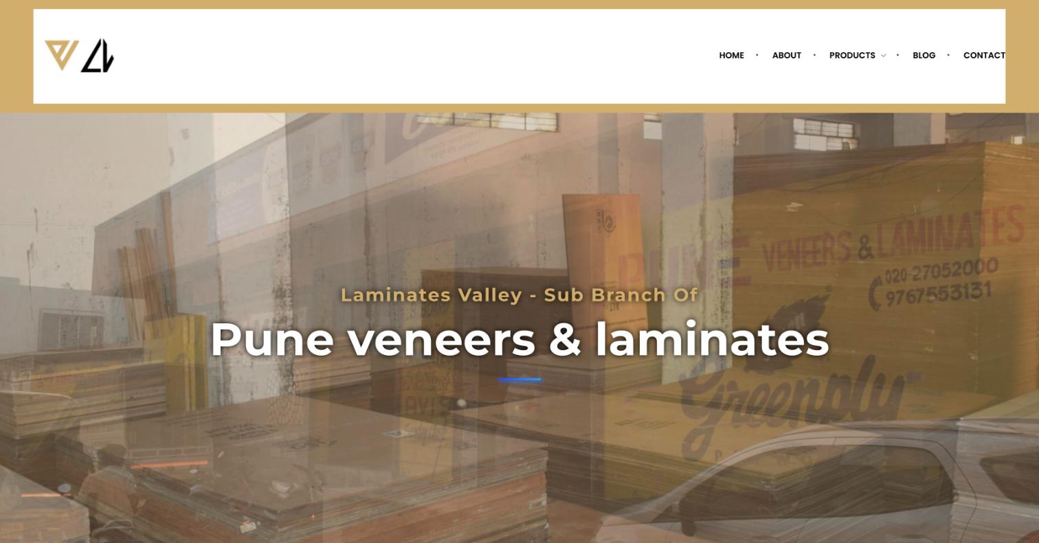 Pune Veneers & Laminates website home page, built by Clicks and Co.